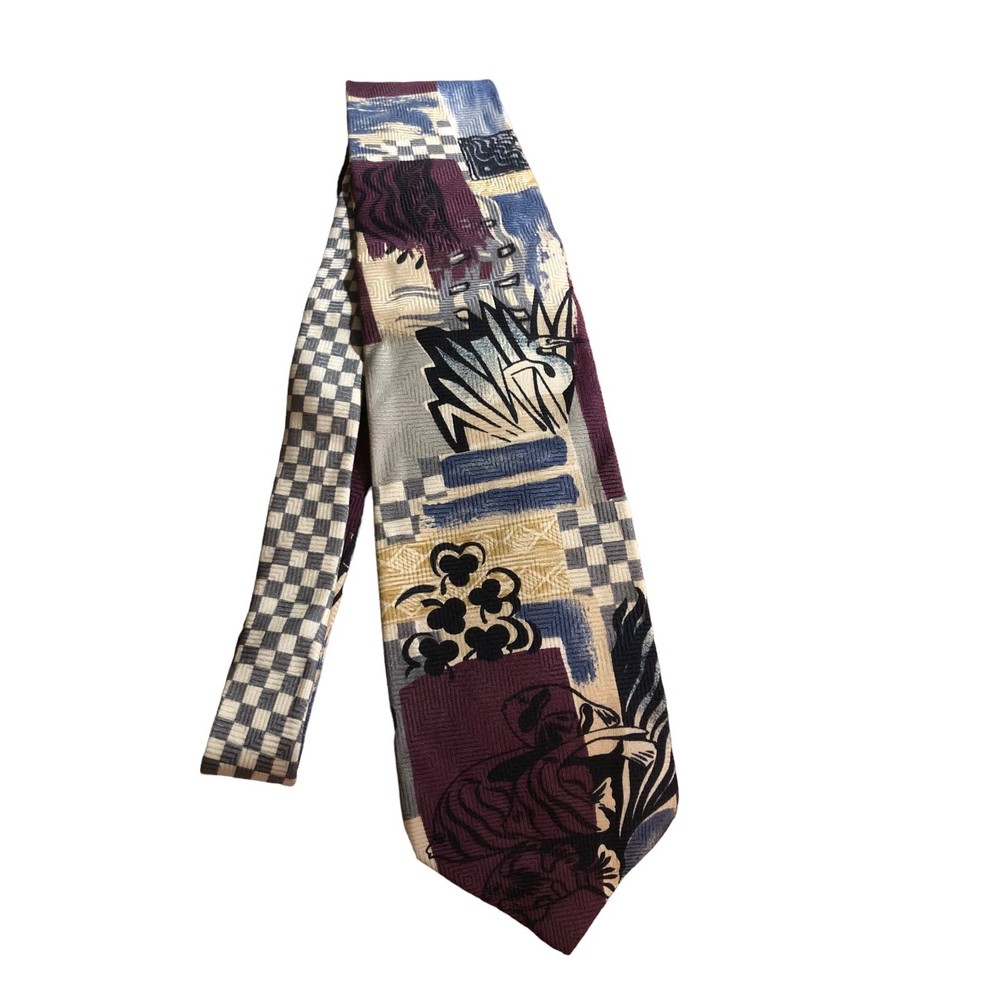 Vintage Italian Silk Tie Cellini for J. Riggings Hidden Pictures, Abstract Neck